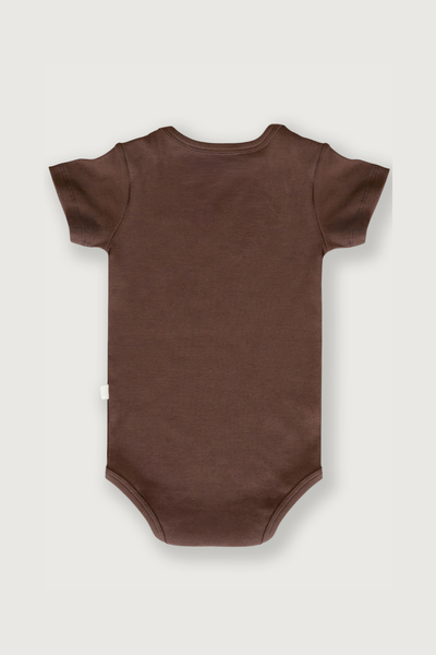 Coffee kortærmet rib bodystocking i Gots-certificeret økologisk bomuld fra Organic Lullaby