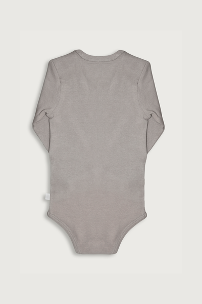 Aske grå langærmet rib bodystocking i Gots-certificeret økologisk bomuld fra Organic Lullaby