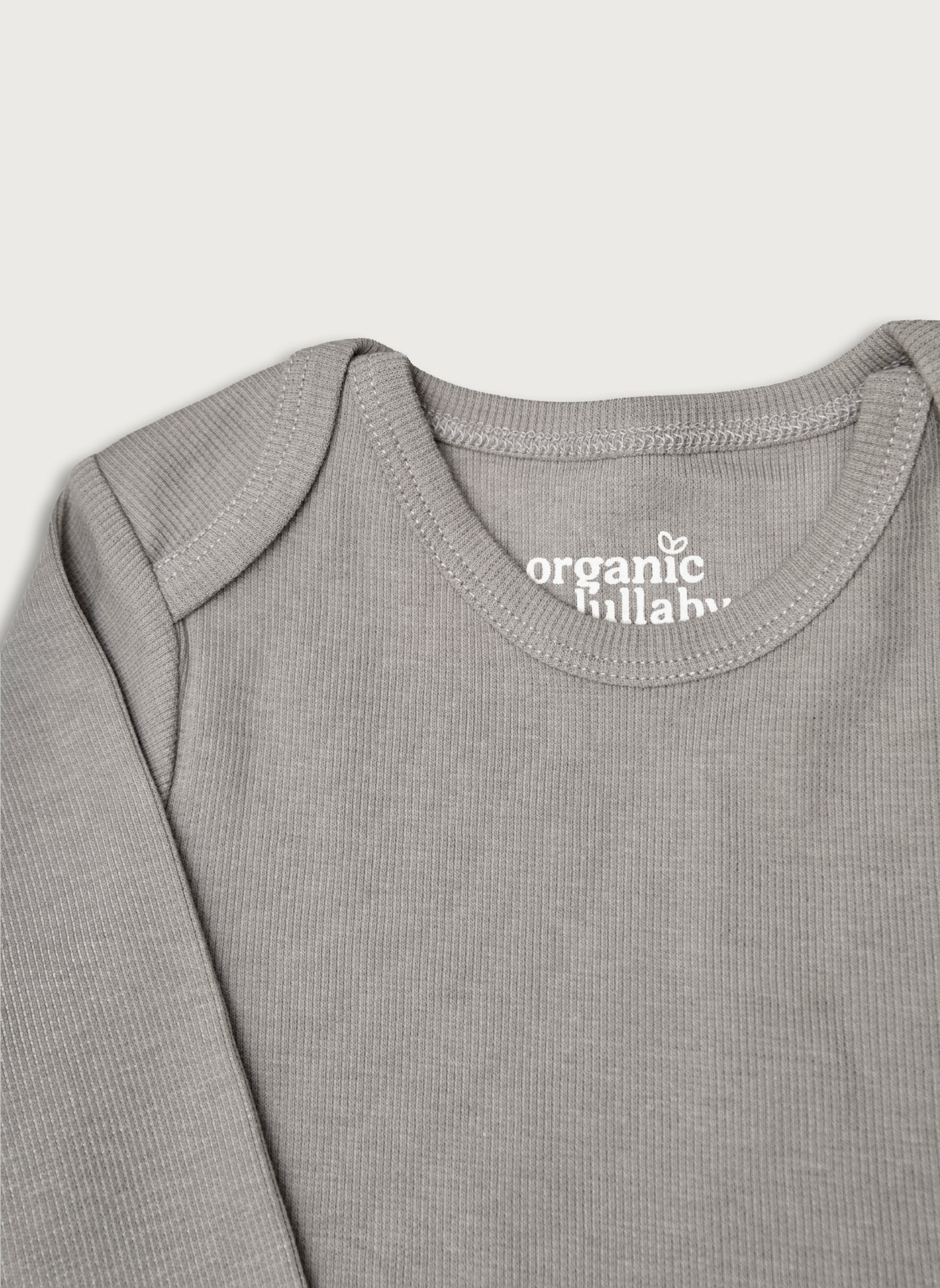 Langærmet grå rib bodystocking i Gots-certificeret økologisk bomuld fra Organic Lullaby