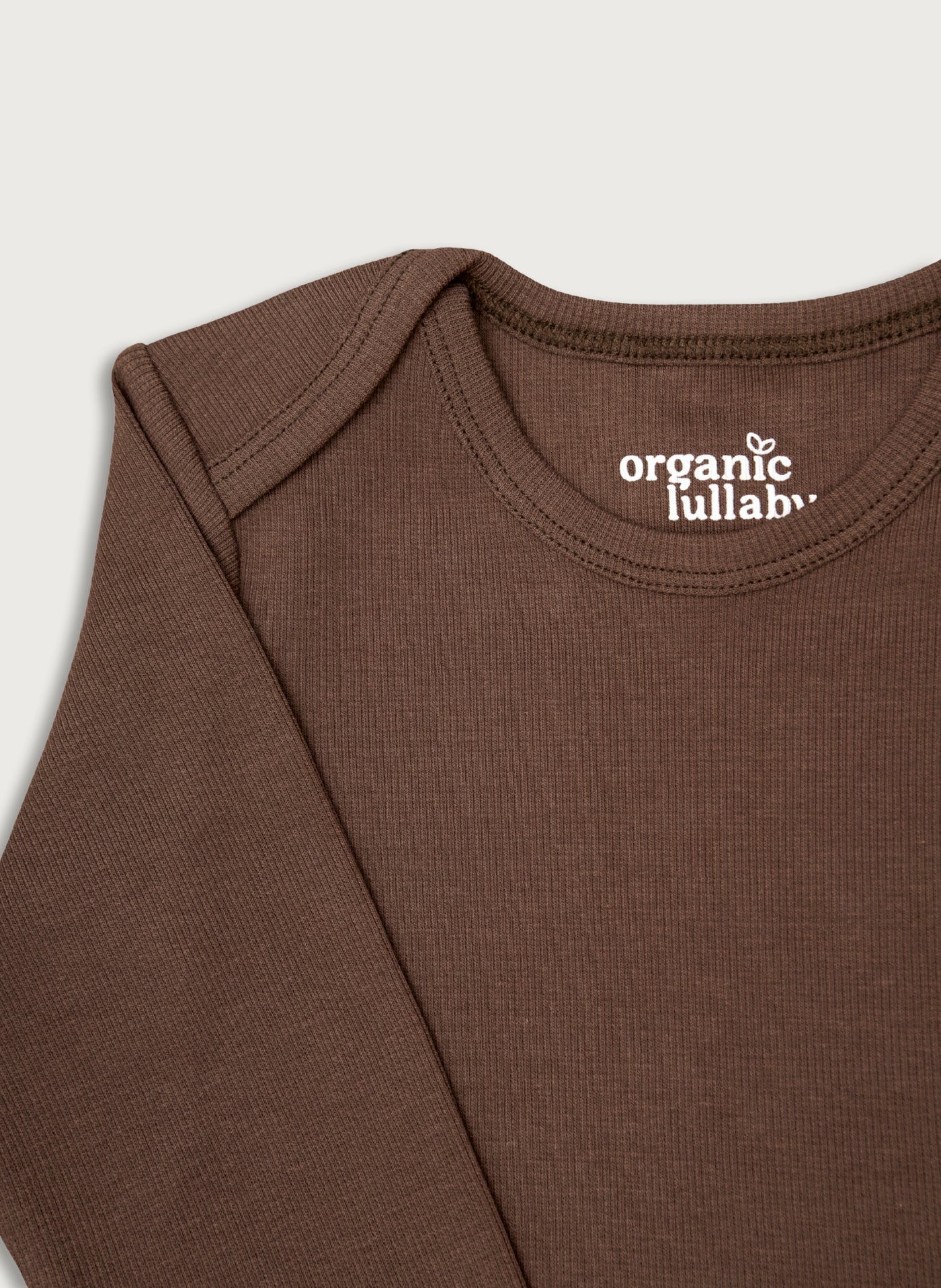 Coffee farvet langærmet rib bodystocking i Gots-certificeret økologisk bomuld fra Organic Lullaby