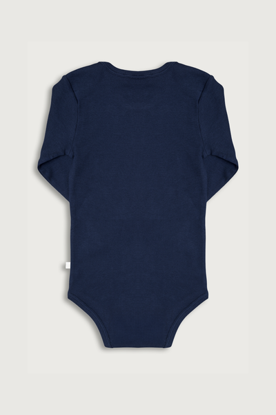 Deepsea farvet langærmet rib bodystocking i Gots-certificeret økologisk bomuld fra Organic Lullaby