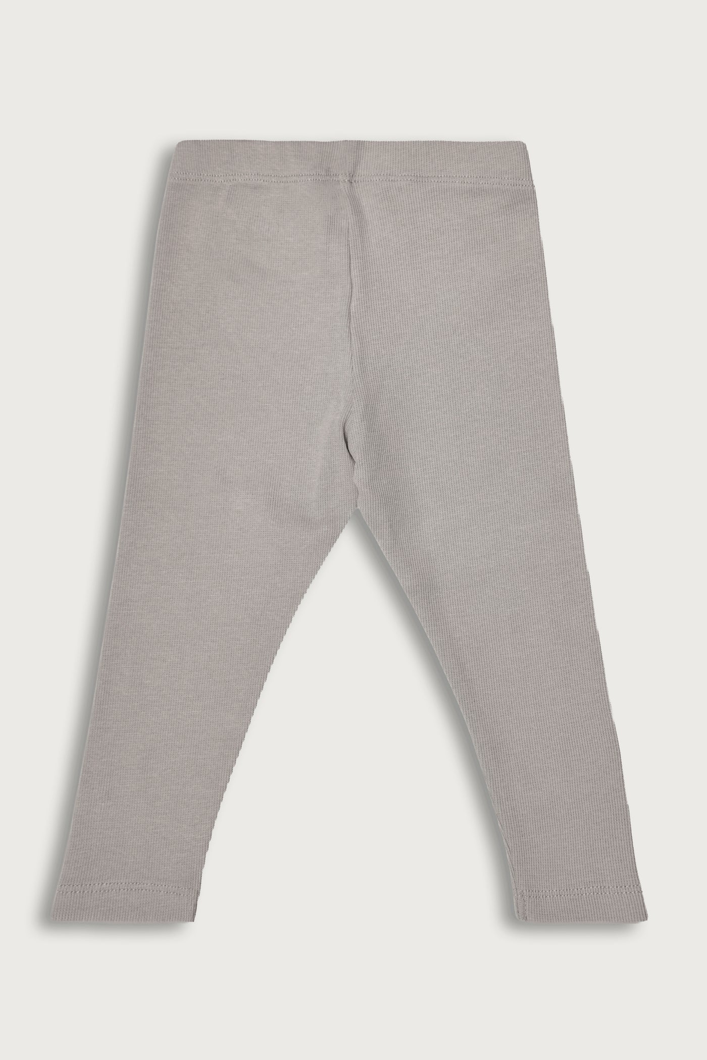Grå bløde rib leggings med masser af stræk i GOTS-certificeret økologisk bomuld fra Organic Lullaby. 