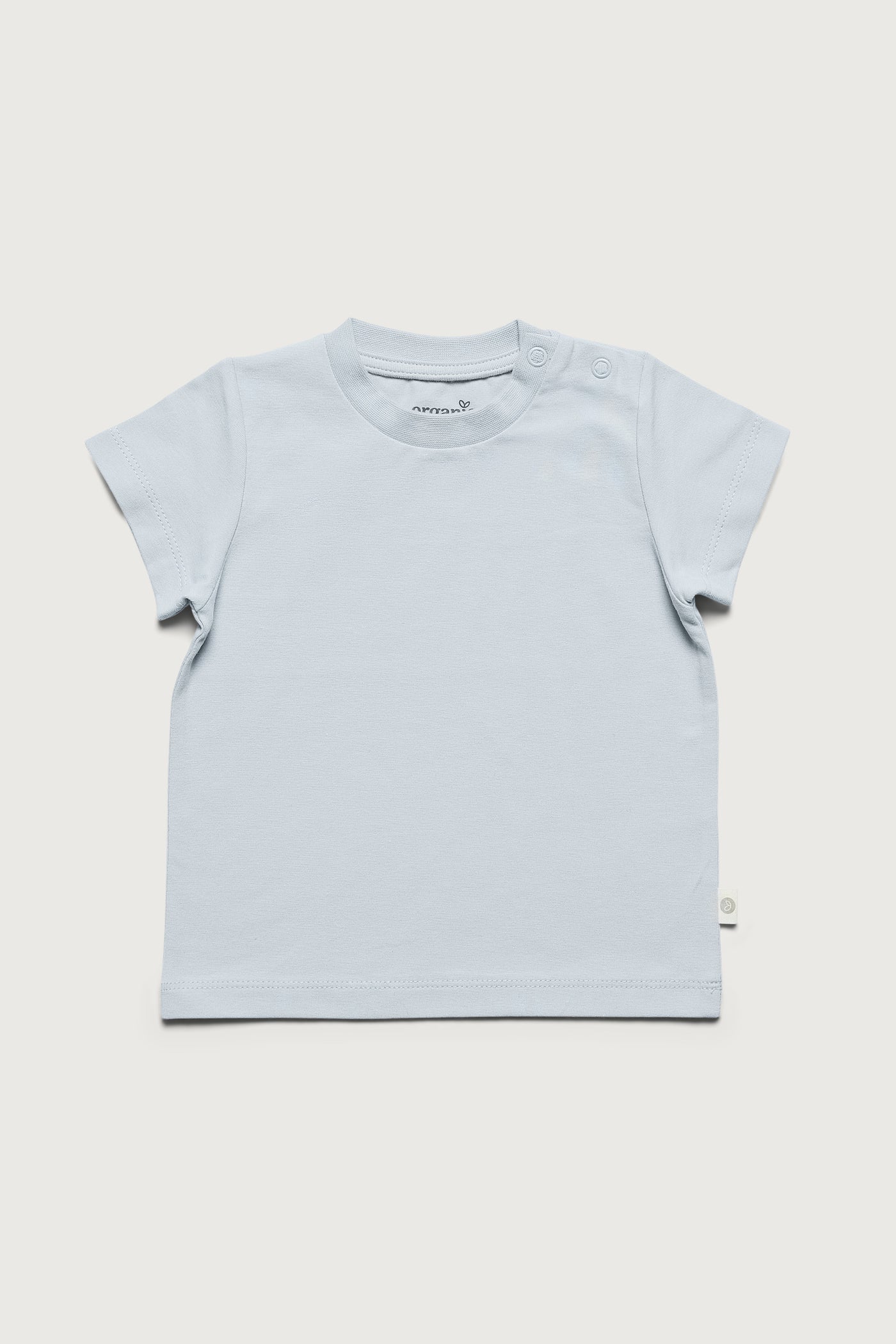 Blå kortærmet super blød T-shirt med masser af stretch i GOTS-certificeret økologisk bomuld fra Organic Lullaby.